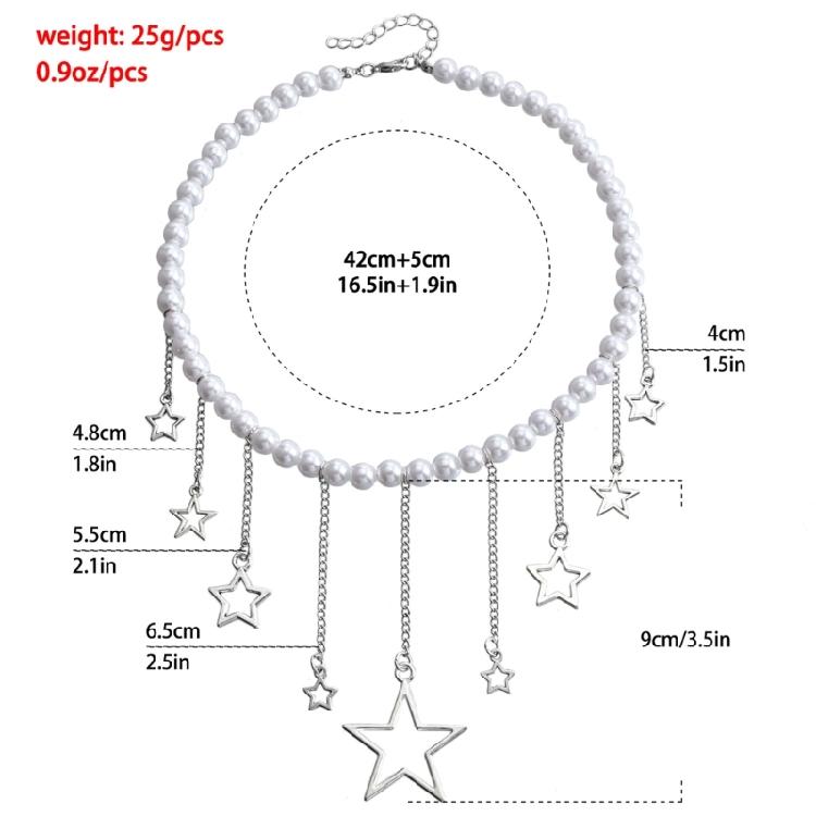 Auffällige Perlenkette Stern-Halskette Mädchen Einfacher Imitationsperlen-Choker