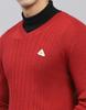 MONTE CARLO Mens Maroon Solid V Neck Full Sleeve Pullover