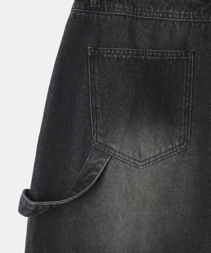 INDUST One-Pleat Carpenter Bermuda Denim Half Pants_Black
