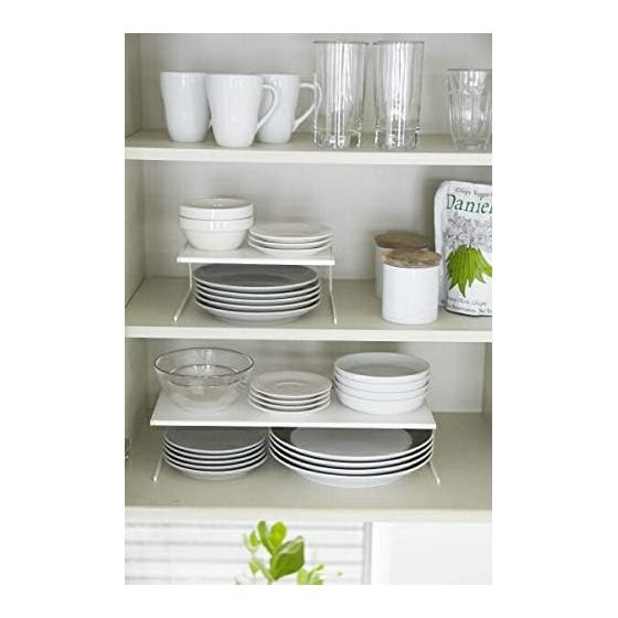 [Bulk Purchase Set of 2] Yamazaki Jitsugyo Tableware Storage Plate Dish Storage L White 2960 | Dish Stand Dish Rack 2 Tier Shelf Kitchen Dishes
