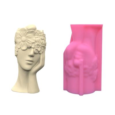 Silicone Ornament Moulds Silicone Vase Molds Contemplative Girl Shape Flexible Crafting Moulds Silicone Craft Moulds