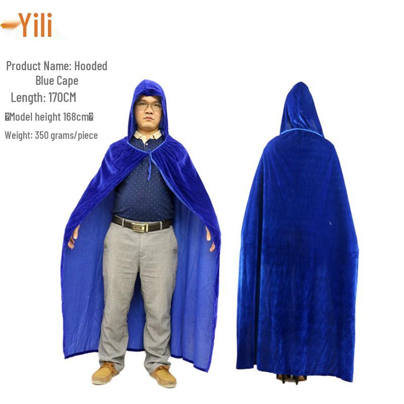 

Adult Large Hooded Gold Velvet Cloak for Halloween Masquerade or Performance Hood Included, 170cm Length
