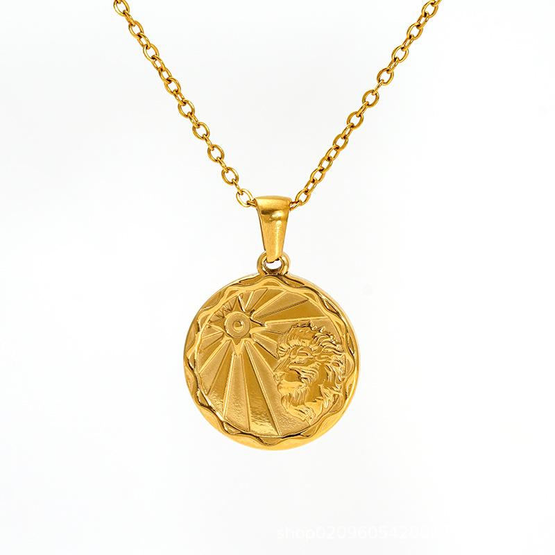 2026 Fashion Cold Wind Necklace Personality Trend Round Brand Pendant Women's Twelve Constellation Jewelry