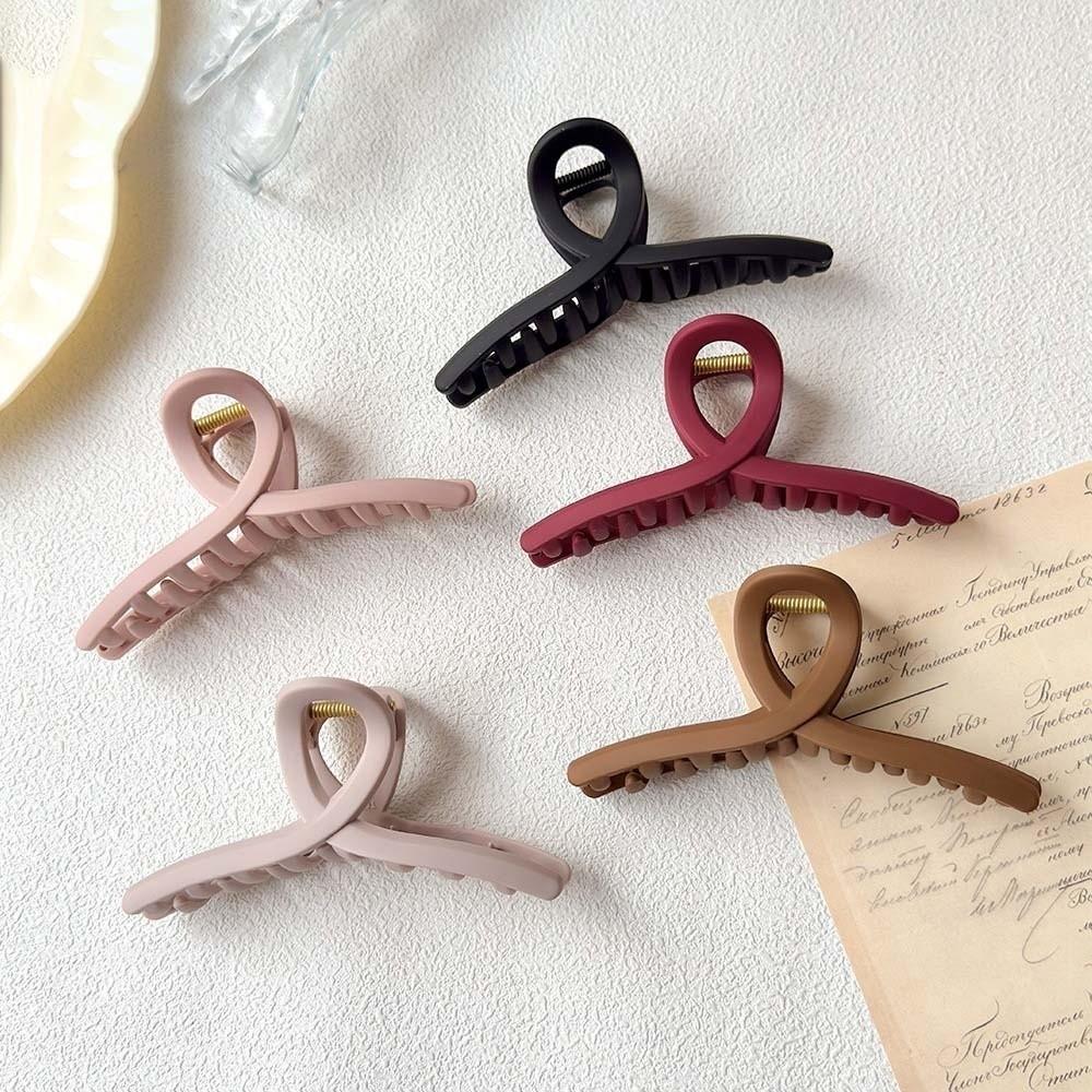 Cross Elastic Plastic Hair Claw Safe Solid Color Shark Clip Straight Line Shaped Hair Claw  Friends
