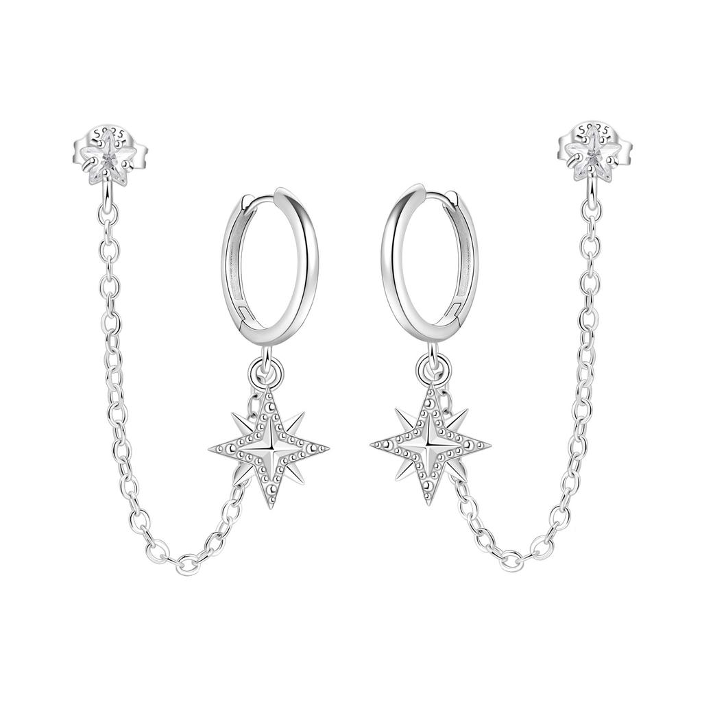 925 Silver Mysterious Star Moon Earrings Jewelry Versatile Hoop Earrings For Women Jewelry Birthday Party Fine Gifts