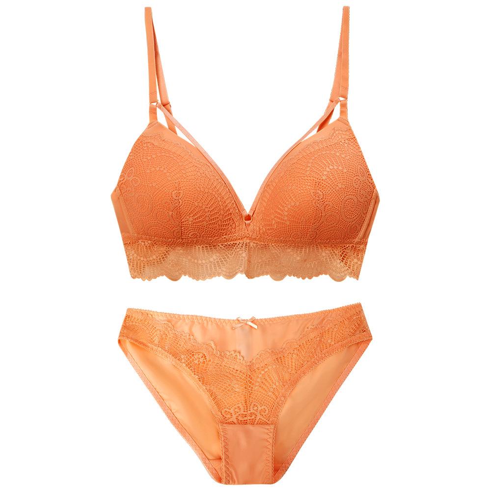 Girls' Rimless Lace Underwear Set: Thin Cotton Cup Bra & Sling