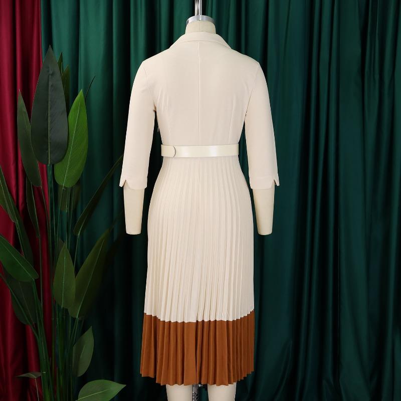 Spring and Autumn Fashion Women's Wear Collar Elegant Pleated dress