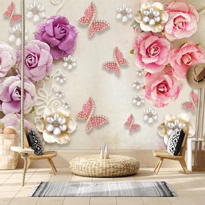 Mural Rose Blossom Floral ταπετσαρία για το σαλόνι Αφαιρούμενη Mural Ταπετσαρίες τοίχου για το σπίτι