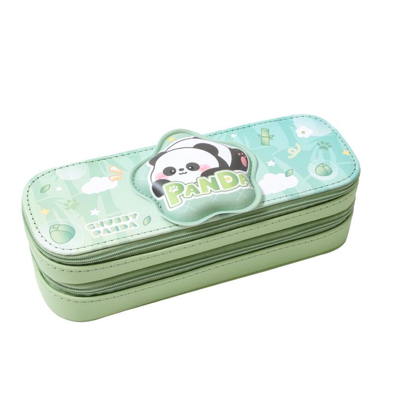 Panda pencil case double-layer decompression stationery case pencil case stationery bag pencil case girl high-value cute model