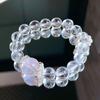 Original natural crystal white crystal single circle powder crystal top bead bracelet, simple style light luxury women's jewelry