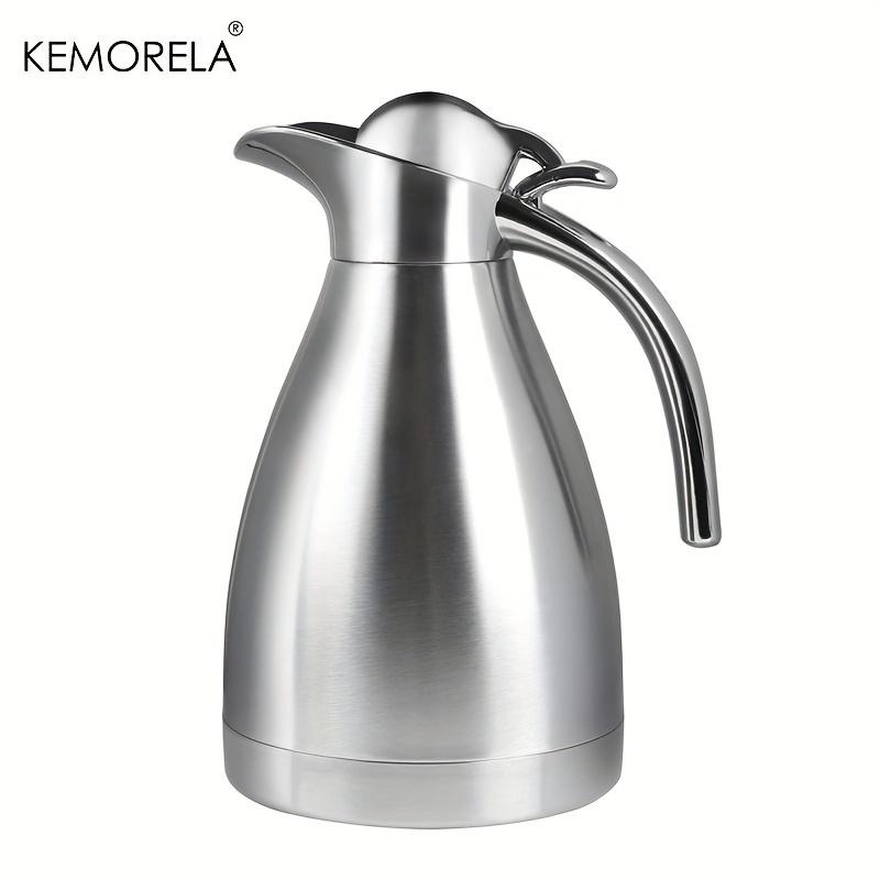 1.0L Stainless Steel Hot and Cold Water Kettle Vacuum Insulated Coffee Maker Push Button Top to Keep Warm Coffee Tea