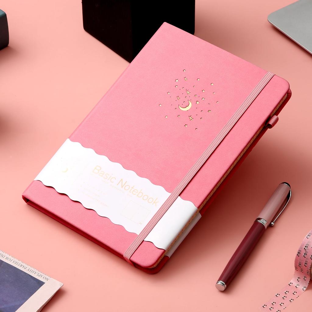 CAGIE 5mm A5 Classic Business x with Pen Pink Notebook, Grid, Notebook, Hardcover, Notebook, Journal, Notebook, 14.5cm 21cm, Holder,