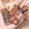 6PCS Transparent Wooden Lid Mini Glass Bottles Food Grade Small Spice Jars Mini Tea Bottle  Jewelry