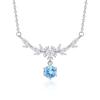 Women 925 Sterling Silver Wisteria Flower Natural Crystal Clavicle Necklace