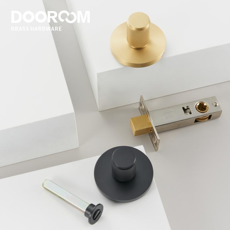 Dooroom Mässing Räfflad Dold Dörrlås Set Vardagsrum Badrum Osynlig Tumvridning Matt Svart Borstad Mässing Öppna Vid Nödfall