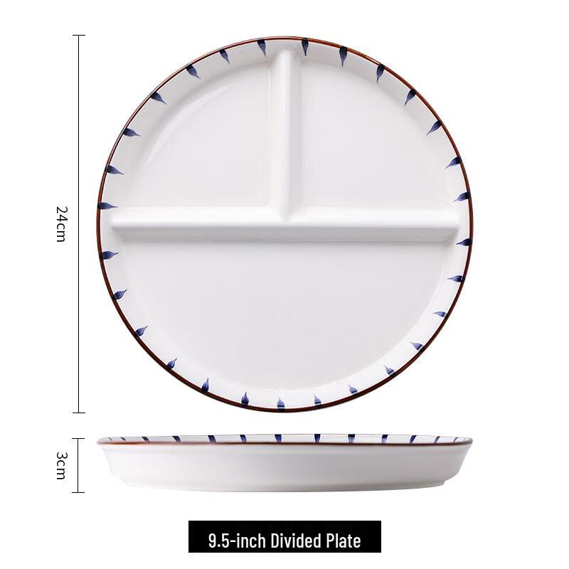 Japanese-Style Ceramic 3-Compartment Divided Plate