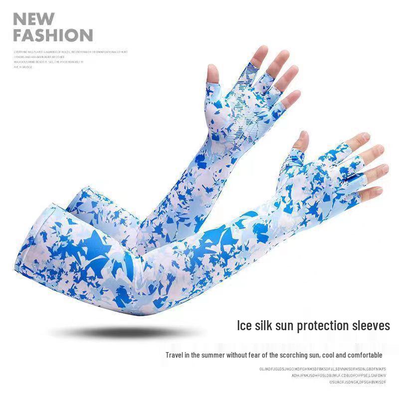 Ice Silk Sun Protection Arm Sleeves for Men & Women: Anti-Slip, Cooling Gloves for Summer Driving, Cycling, Fishing