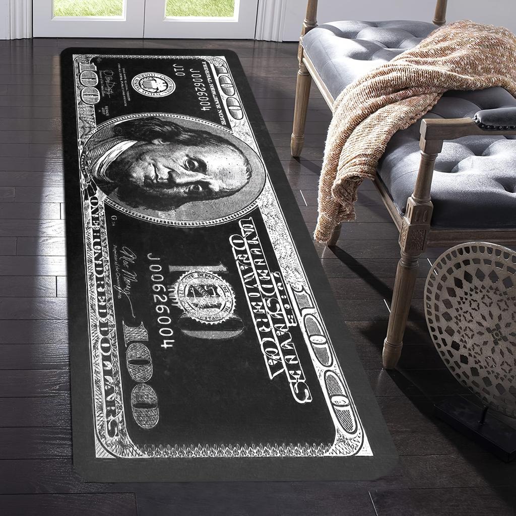 Banknote Pattern Flannel Carpet For Living Room Non-Slip Floor Mat For Game Room Bedroom Corridor Carpet Home Decoration