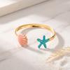Mermaidcore Pink Scallop Shell Blue Starfish Bracelet for Women Gold Color Open Cuff Bangle Tropical Beach Vacation Jewelry