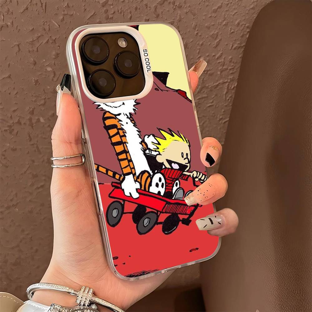 

C-Calvin And H-Hobbes Phone Case For IPhone 17 16 15 14 11 12 13 Pro Max Pro Plus Colored Silver Cover iPhone 13pro max