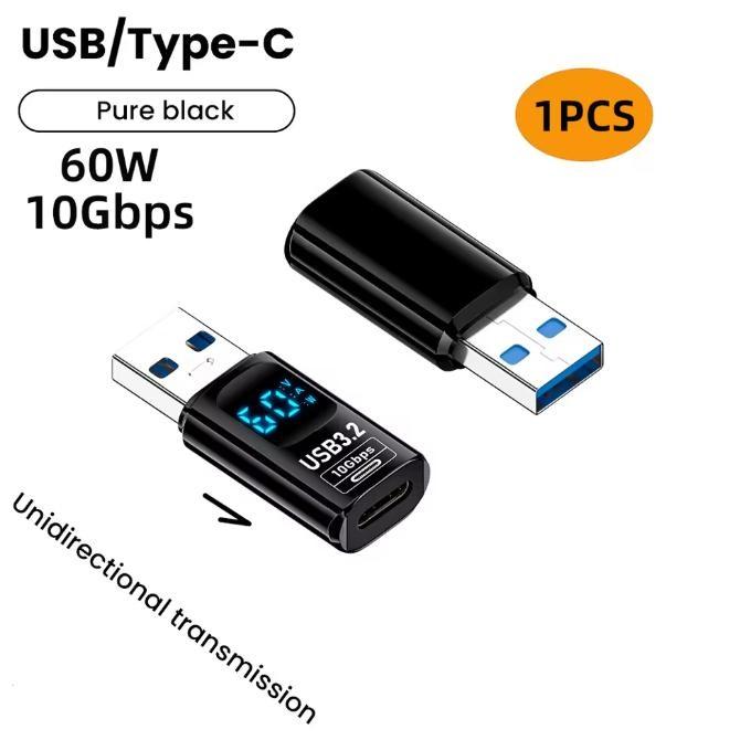 USB 3.2 Digital Display Adapter Fast Charge Data Sync To Smart Phone Laptop 10Gbps Smart Chip Power Meter Tester LED Display