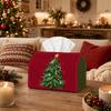1pc Christmas Classic Festive Holiday Tissue Box with Decorated Fir Tree Star Element- Napkin Storage Organizer for Kitchen,Car,Elegant Decorative Box