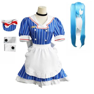 Fantasia de Cosplay Hatsune Miku Mesmerizer com Peruca e Maid Perfeita para Natal e Halloween Chapéu, Roupa, (XXL)