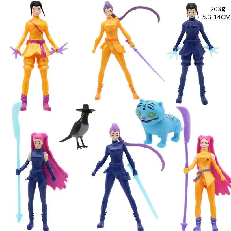 8PCS Witch Hunter Group Figure Set, Kpop Demon Hunter Tiger Character Doll Model, Anime Desktop Decor Collectible Gift for Fans