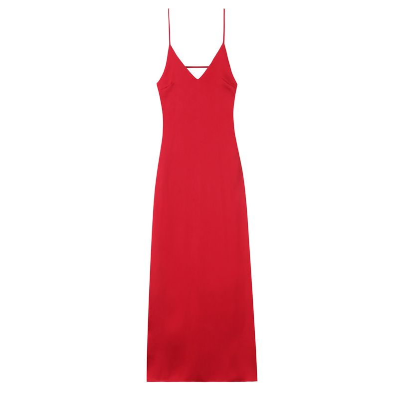 Kaslead New Women Clothes Western Style Silk Satin Texture Sleeveless Midi Dress 2452331 300