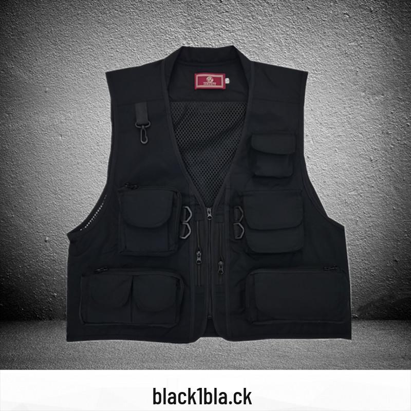 Men's Breathable Multi-Pocket Workwear Vest - Customizable Logo for Outdoor Volunteers