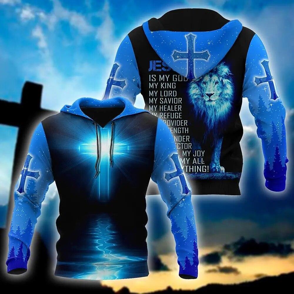 Men's Hoodie Jesus Christ 3D Print Sweatshirt Spring Fall Designer Fashion Casual Pullover Oversized Y2k Clothes Stranger Things