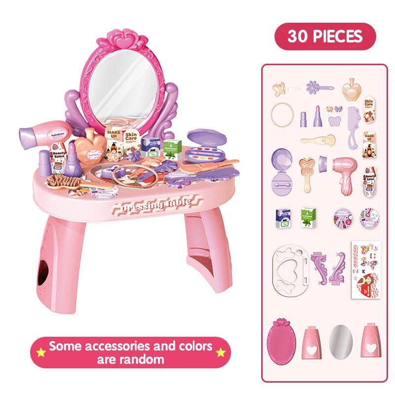 Toys DIY Play House Toy Simulated Dressing Table Table and Stickers Children'sPretending Makeup for New Year Gifts Kids Girls