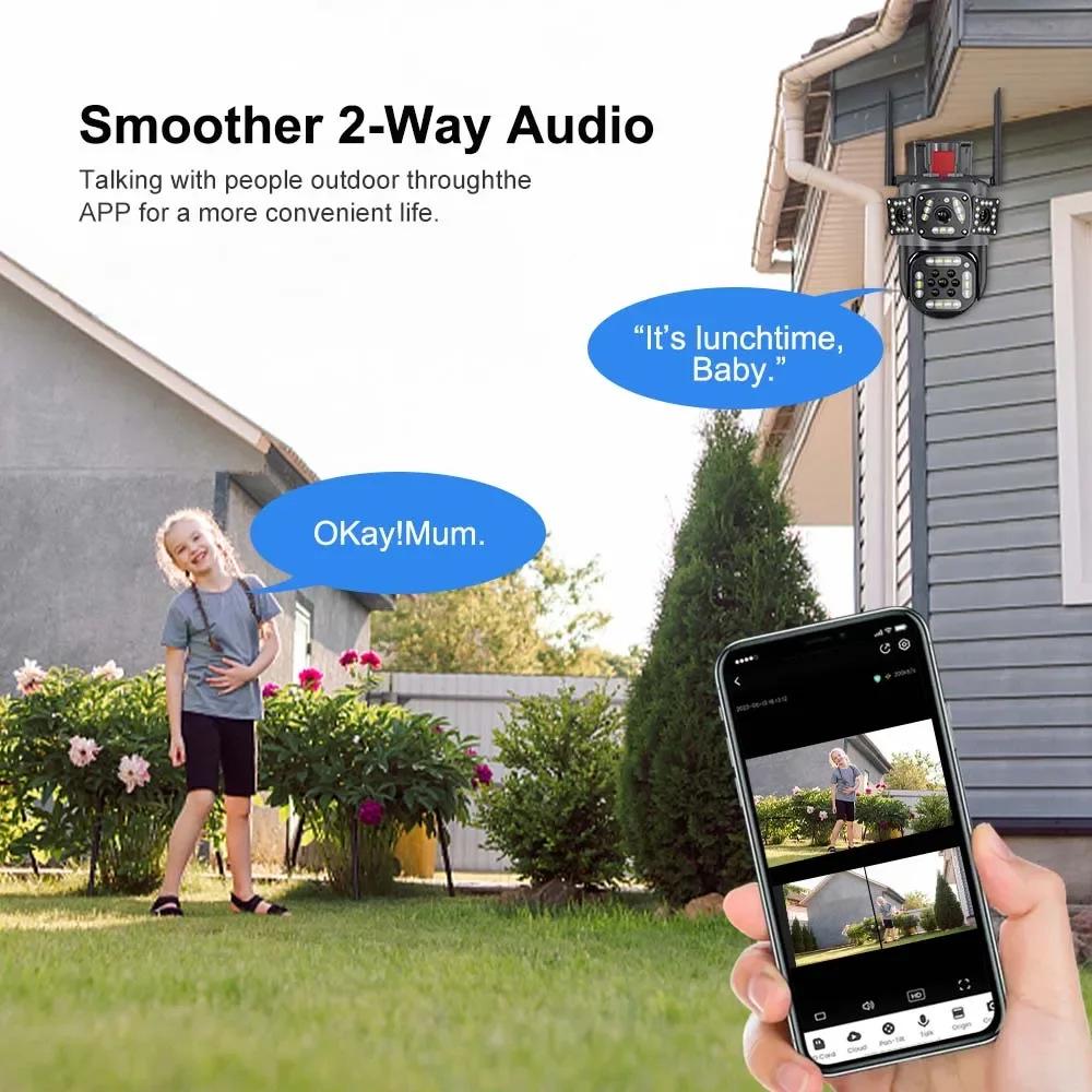 360° Dual-Lens Wireless Waterproof Outdoor Camera with Three-Screen Linkage