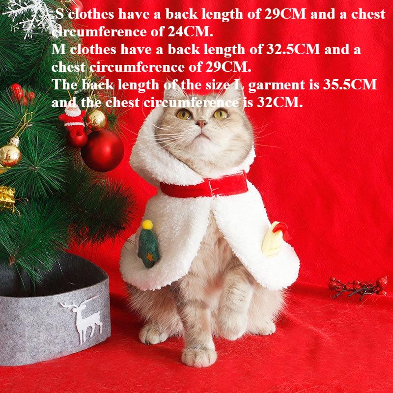Christmas Pet Clothes Autumn  Winter Teddy Bear Cape Cat Dog Cute Warm Christmas Snowman Cape Hooded Pet Decoration Cat Costume M