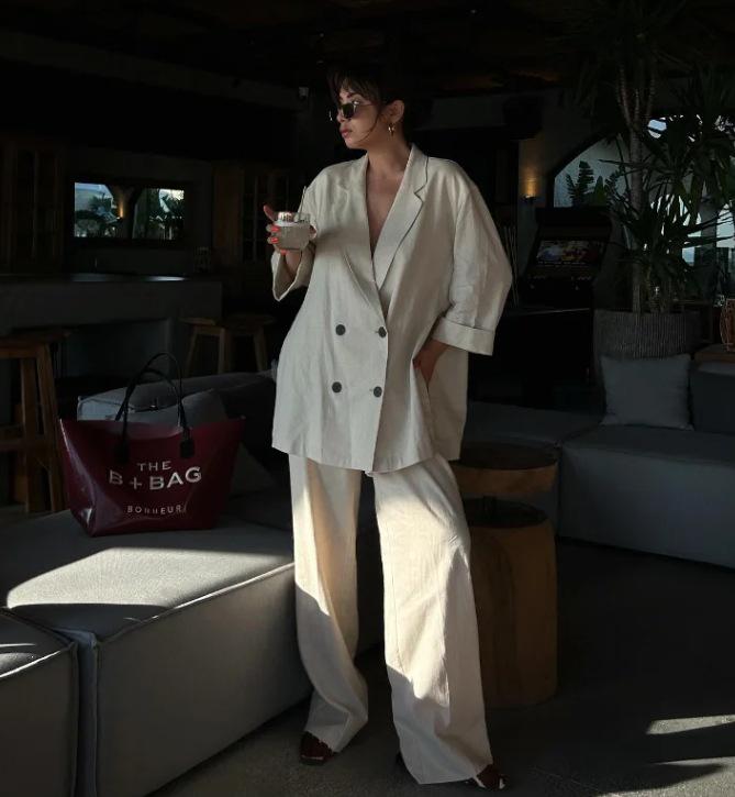 Europäisches und Amerikanisches Damen Freizeit-Blazer und Lange Hosen Set - Knitter-Stil