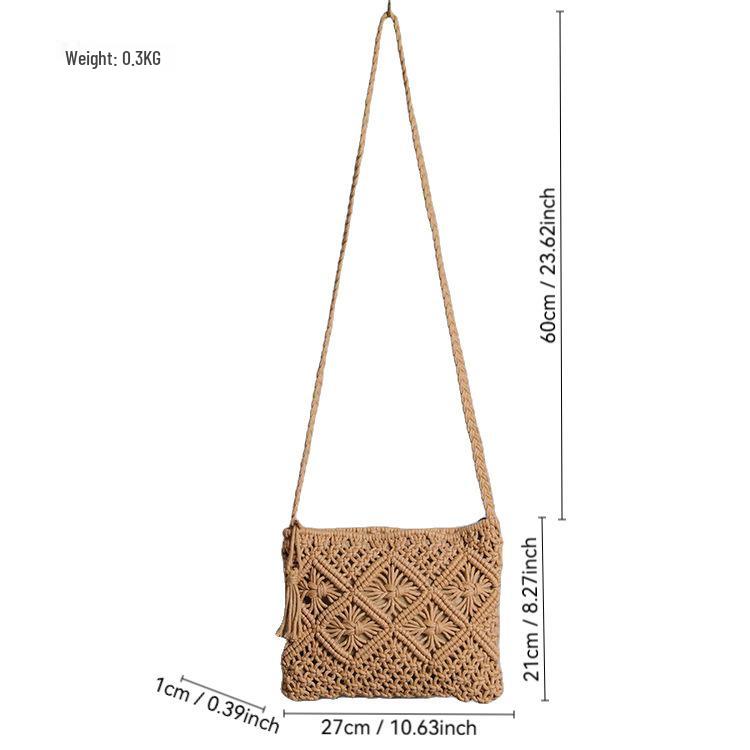 2025 Woven Tassel One-Shoulder Crossbody Clutch
