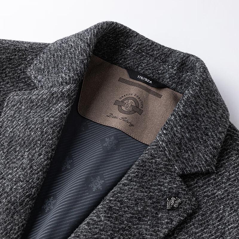 FAPAI Men's Merino Wool Blend Mid-Length Winter Coat