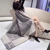 Fashion H-Letter Wool Cashmere Travel Shawl Blanket