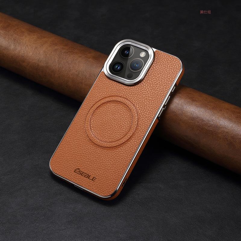 

Подходит для чехла для телефона Apple 15promax, Гальванизированный IPhone14 Противоударный Магнитный 13 Высококлассный 12 Кожаный чехол для деловых мужчин iPhone 12 6.1 inches