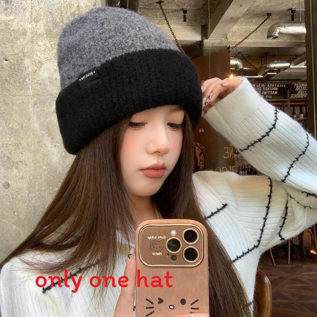 Wool Blend Letter Knitted Hat For Women Winter Cold Weather Warmth