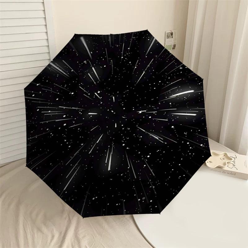 

1PC space stars Umbrella-8-Rib Reinforced, Automatic Open, Lightweight & Durable, Cute Fashion Accessory for Outdoor, Beach or Casual Use, Beach Umbre