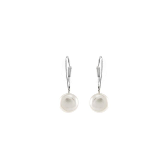 Luxenter Boucles D'oreilles En Argent 925 Avec Perle Blanche Finition En Rhodiée Hauteur 19,3 Mm - Essential