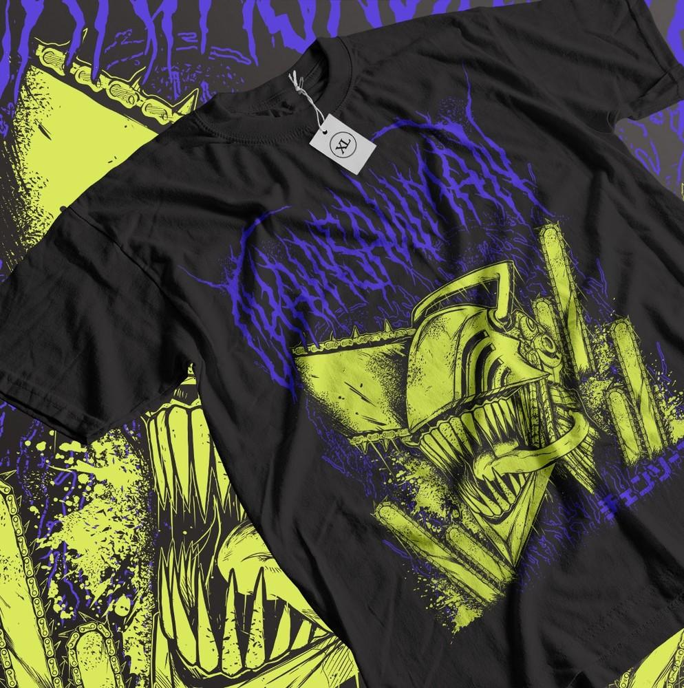 Футболка Человек-бензопила Человек-бензопила Аниме CSM Де́ндзи Па́уэр Подарок Футболка Все размеры Унисекс Футболка XXXXL