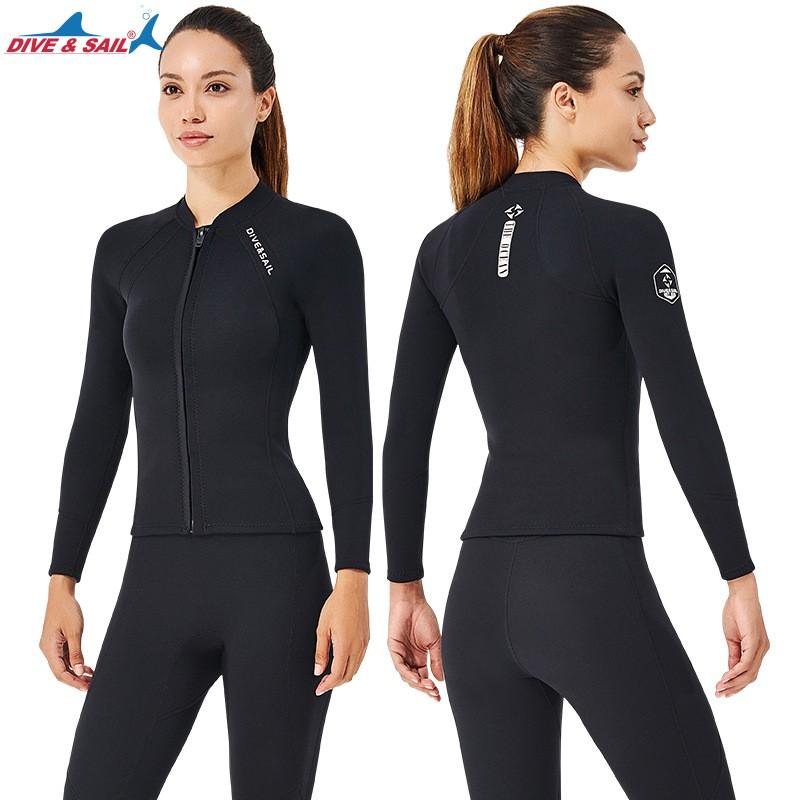 2MM Diving Suit Men's Split Top Long-sleeved Thick Women's Cold-proof Warm Swimming Snorkeling Surfing Wet