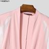 INCERUN Men Long Sleeve Patchwork See Through Mesh Bandage Waist Party Tops Shirts