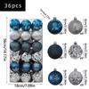 36-Piece Christmas Tree Ornament Set - 6cm Glitter & Painted Irregular Shape Balls