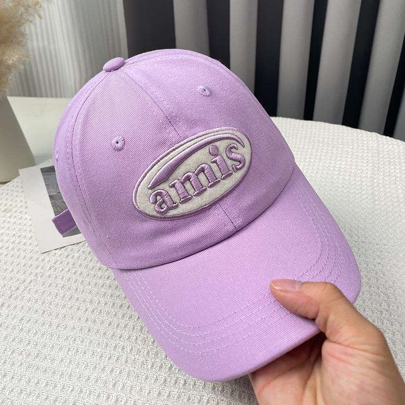 Peaked Hat Red Baseball Cap Amis Letter Pattern Soft Top Adjustable Breathable