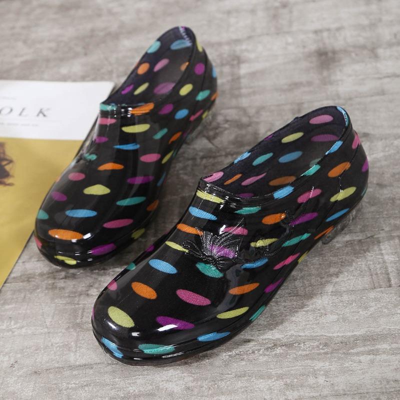 New low-top rain shoes women's summer fashion adult non-slip waterproof shoes shallow mouth work kitchen women's rubber shoes overshoes tide