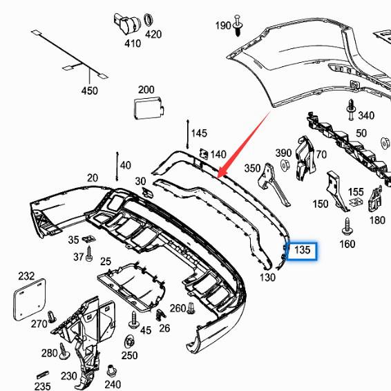Chrome-Plated Rear Bumper Trim for Mercedes-Benz GL350 W166 - Electroplated Finish