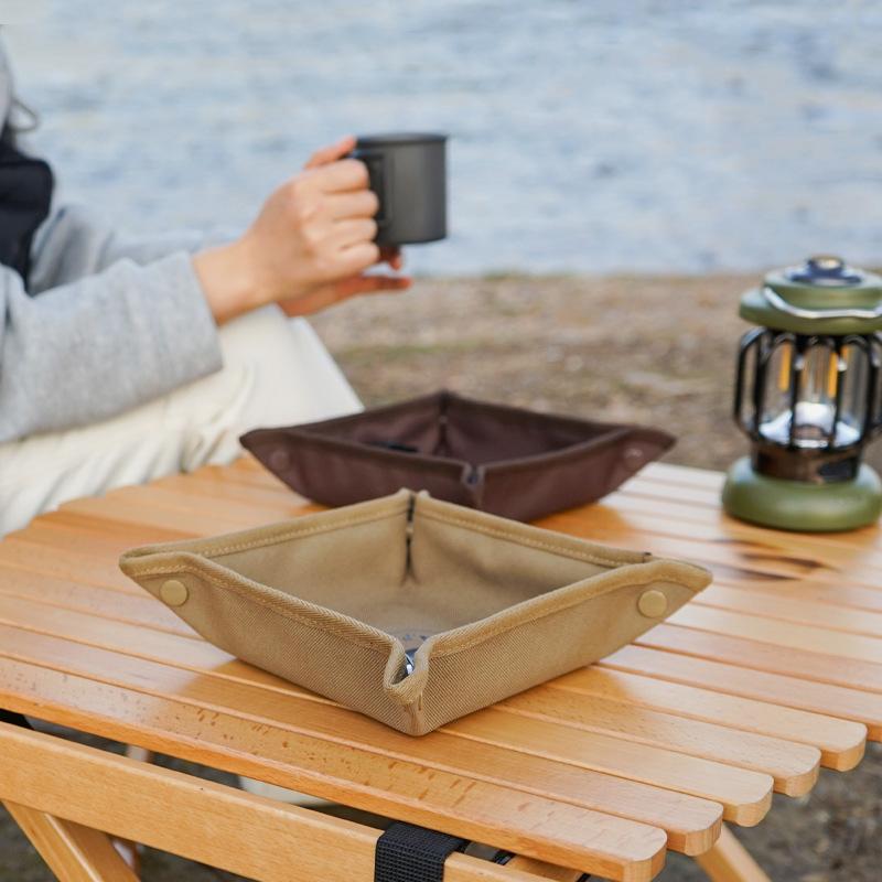 Camping Storage Tray Portable Foldable Oxford Storage Box Outdoor Hiking Travel Desktop Storage Tray for Key Sundries Jewelry